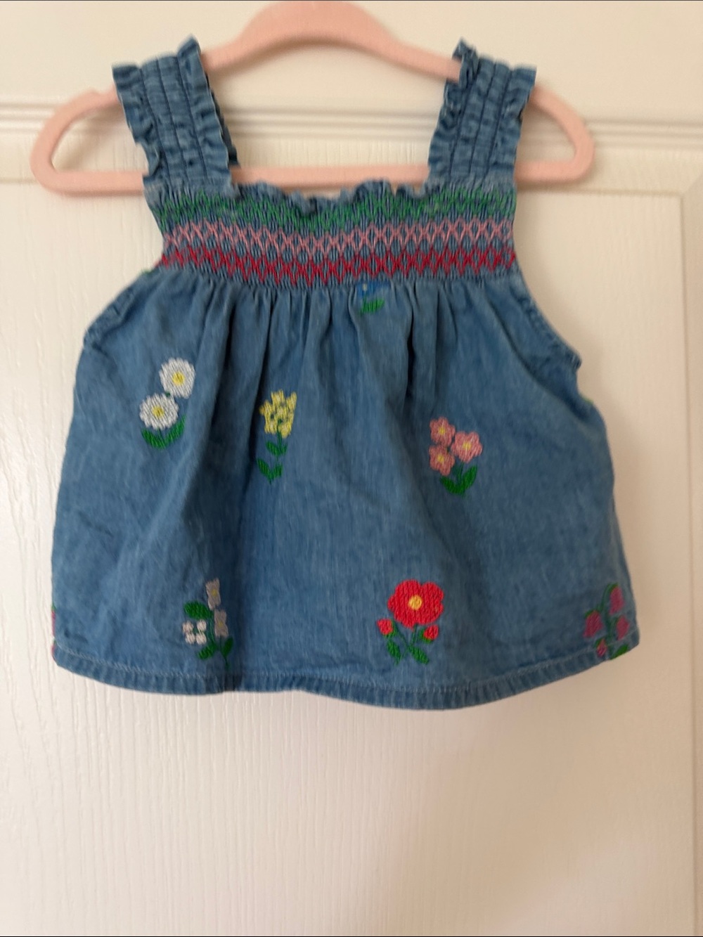 Mini Boden Chambray Embroidered Top
